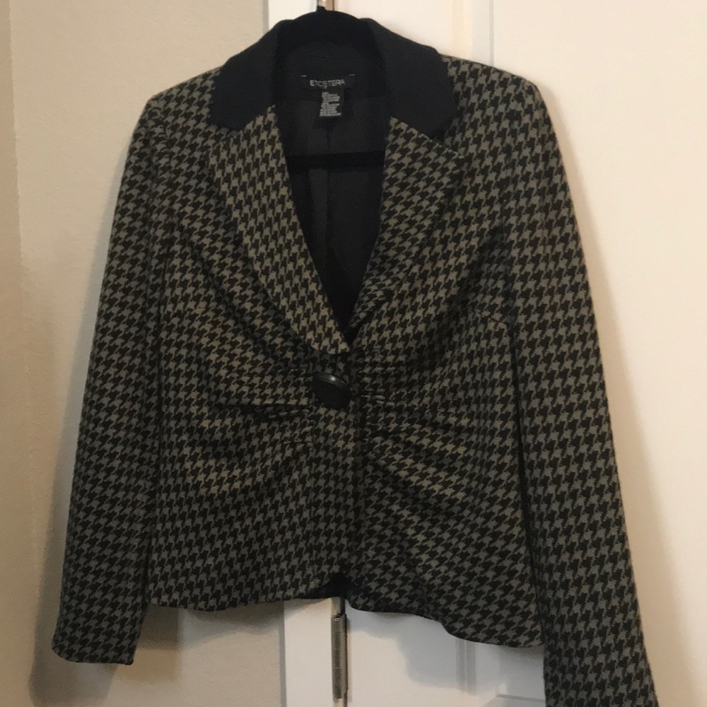 Etcetera houndstooth cinched waist jacket